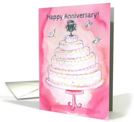 Happy Anniversary! Wedding cake anniversary card for Spouse card