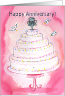 Happy Anniversary! Wedding cake anniversary card for Spouse card