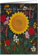 Original Lisa Rotenberg Art: Flowers for your Birthday! card