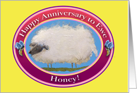 Happy Anniversary to EWE Honey! Sheep Art Card for your Love! card