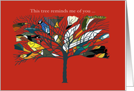 Love, Romance with Birds in Tree Hidden Things Too - Red card