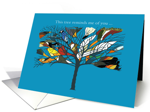 Love, Romance with Birds in Tree Hidden Things Too - blue card