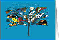 Love, Romance with Birds in Tree Hidden Things Too - blue card