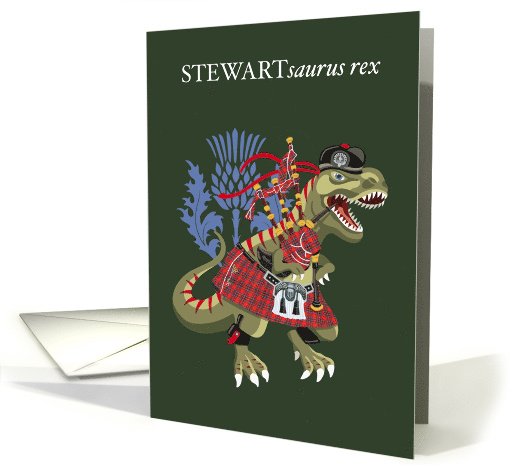 STEWARTsaurus Rex Scotland Ireland Family Tartan Stewart card