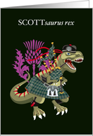 SCOTTsaurus Rex Scotland Ireland Scott Green Ancient Family Tartan card