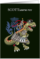 SCOTTsaurus Rex Scotland Ireland Scott Black and White Family Tartan card