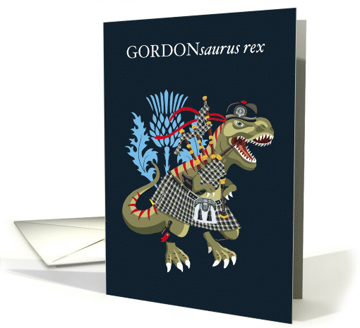 GORDONsaurus Rex Scotland Ireland Gordon Family Tartan card (1691190)
