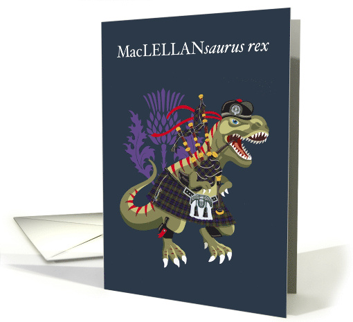 MacLELLANsaurus Rex Scotland Ireland MacLellan Family Tartan card