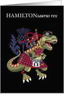 HAMILTONsaurus Rex Scotland Ireland Hamilton Modern Red Clan Tartan card