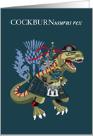 COCKBURNsaurus Rex Scotland Ireland Cockburn Family Clan Tartan card