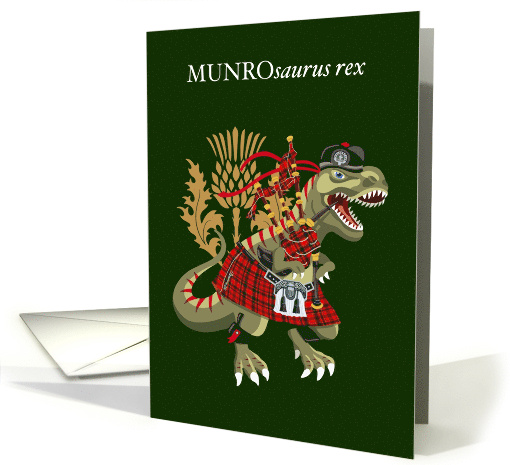 MUNROsaurus Rex Scotland Ireland Munro family Clan Tartan card