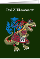 DALZIELsaurus Rex Scotland Ireland Dalziel family Clan Tartan card