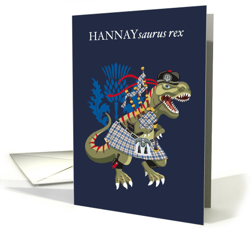 HANNAYsaurus Rex Scotland Ireland Hannay family Clan Tartan card
