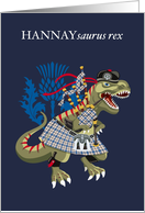 HANNAYsaurus Rex Scotland Ireland Hannay family Clan Tartan card