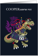 COOPERsaurus Rex Scotland Ireland Cooper family Clan Tartan card