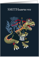 SMITHsaurus Rex Scotland Ireland Smith family Clan Tartan card