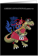 AMERICANNATIONALsaurus Rex American National USA Clan Tartan card