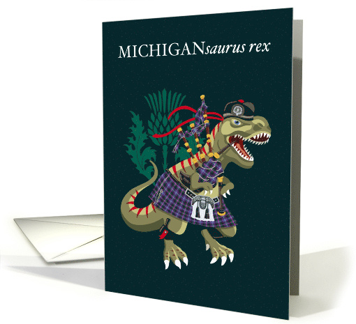 MICHIGANsaurus Rex Michigan USA State Clan Tartan card (1698494)