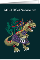 MICHIGANsaurus Rex Michigan USA State Clan Tartan card