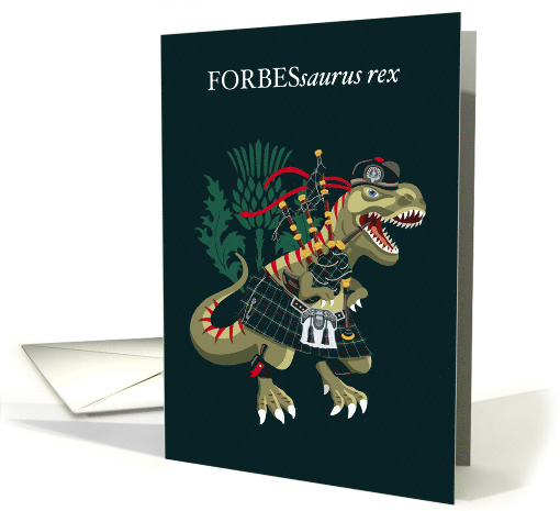 Clanosaurus Rex FORBESsaurus rex Forbes Scotland Ireland Tartan card