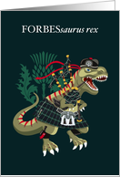 Clanosaurus Rex FORBESsaurus rex Forbes Scotland Ireland Tartan card