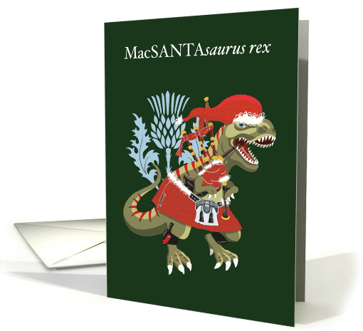 MacSANTAsaurus rex Plaid Santa Christmas Tartan card (1702796)
