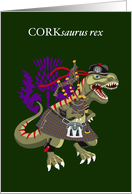 Clanosaurus Rex CORKsaurus rex Cork Plaid Irish Ireland Tartan card