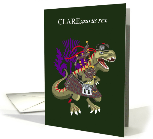 Clanosaurus Rex CLAREsaurus rex Clare Plaid Irish Ireland Tartan card