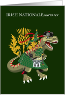 Clanosaurus Rex IRISHNATIONALsaurus rex Irish National Ireland Tartan card