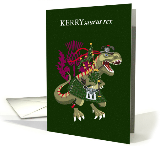 Clanosaurus Rex KERRYsaurus rex Irish Kerry Clan Ireland Tartan card