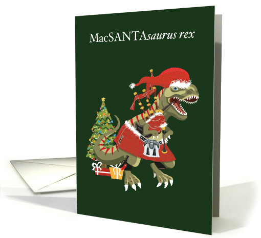 Clanosaurus Rex MacSANTAsaurus rex Santa Scotland Christmas card