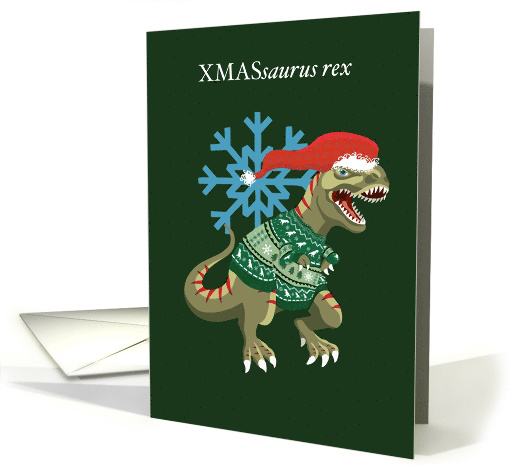 XMASsaurus rex Xmas Ugly Sweater Dinosaur Christmas card (1708822)