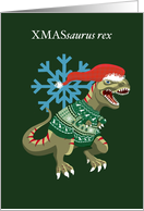 XMASsaurus rex Xmas Ugly Sweater Dinosaur Christmas card
