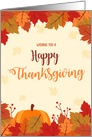 Happy Thanksgiving Pumpkin with Leaves Falling card
