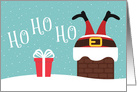 Ho Ho Ho Christmas Card, Santa stuck in Chimney card