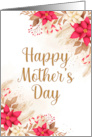 Happy Mother’s Day with Elegant Gold Red Flowers card