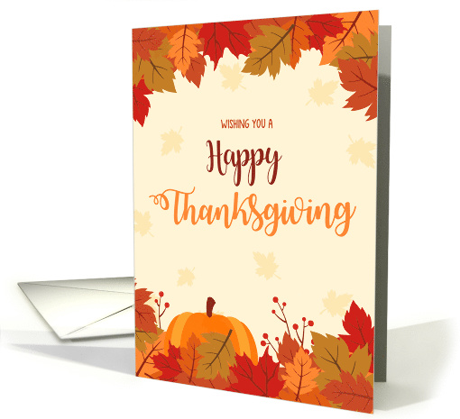 Happy Thanksgiving Pumpkin with Leaves Falling card (1577918)