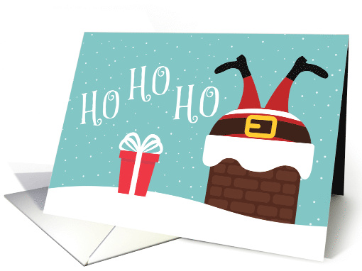 Ho Ho Ho Christmas Card, Santa stuck in Chimney card (1578200)