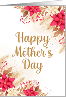 Happy Mother’s Day with Elegant Gold Red Flowers card