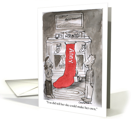 Funny Christmas Cartoon - Oversized kids stocking card (1401734)