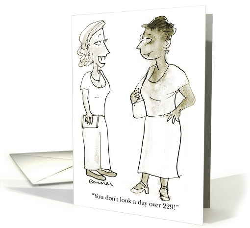 Funny Birthday cartoon - Vampire women complimented on... (1405342)