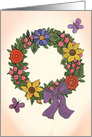 Happy Birthday to Anyone - Floral Wreath with Butterflies card