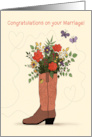 Congratulations on Your Marriage Cowboy Boot Bouquet card