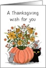 A Thanksgiving Wish for You Pumpkin Bouquet with Cat and Mice card