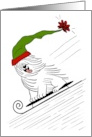Sledding Sheepdog Christmas Cute Cartoon card