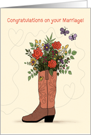 Congratulations on Your Marriage Cowboy Boot Bouquet card