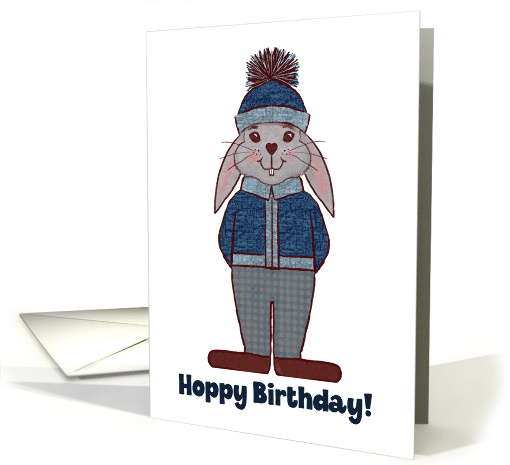 Happy Birthday or Hoppy Birthday with Grey Hare Joke card (1798048)