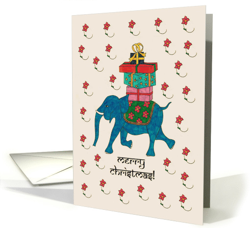 Merry Christmas Elephant & Gifts card (1411446)