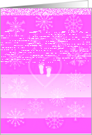 Snowflakes, Heart & Baby Footprints: Baby Girl Congratulations card