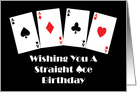 Straight Aces Birthday Playing Cards on Black Background. card